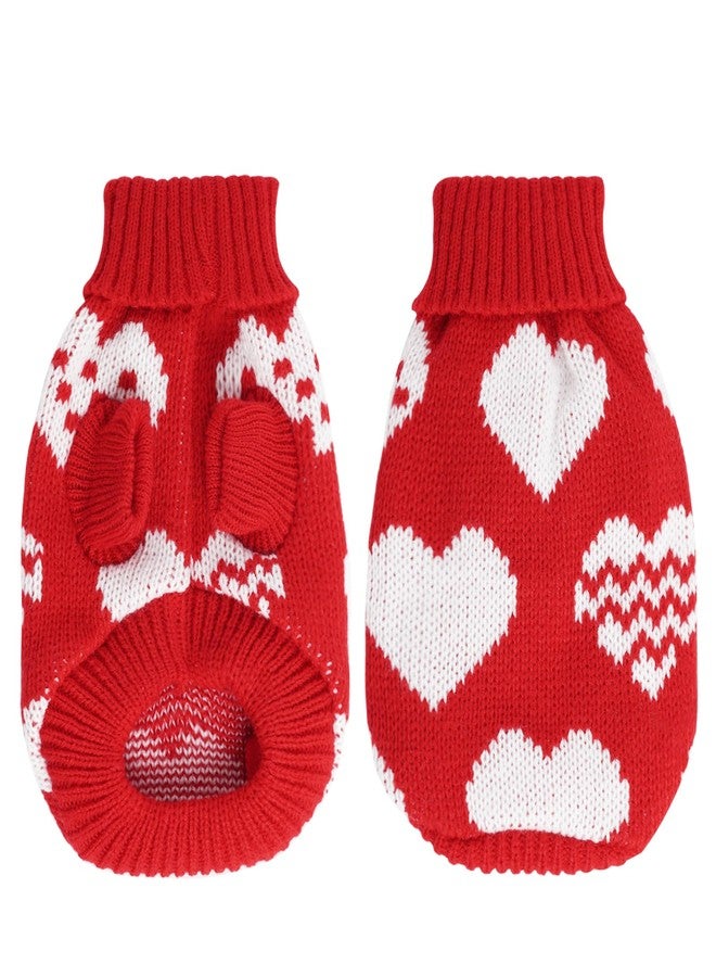 Tongcloud Dog Knitted Sweater Heart Puppy Sweater Christmas Valentine's Day Dog Sweaters Holiday Clothes or Dog Cat Pet Costume - Image 2